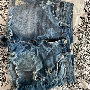 Fashion Nova Light Blue Ripped Jean Shorts